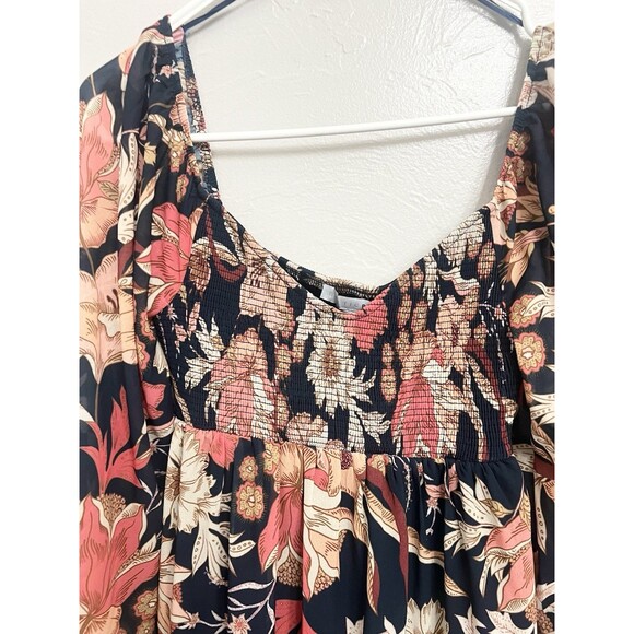 Baltic Born Floral Chiffon Mini Dress Smocked Cottagecore Whimsigoth S New - Picture 3 of 10